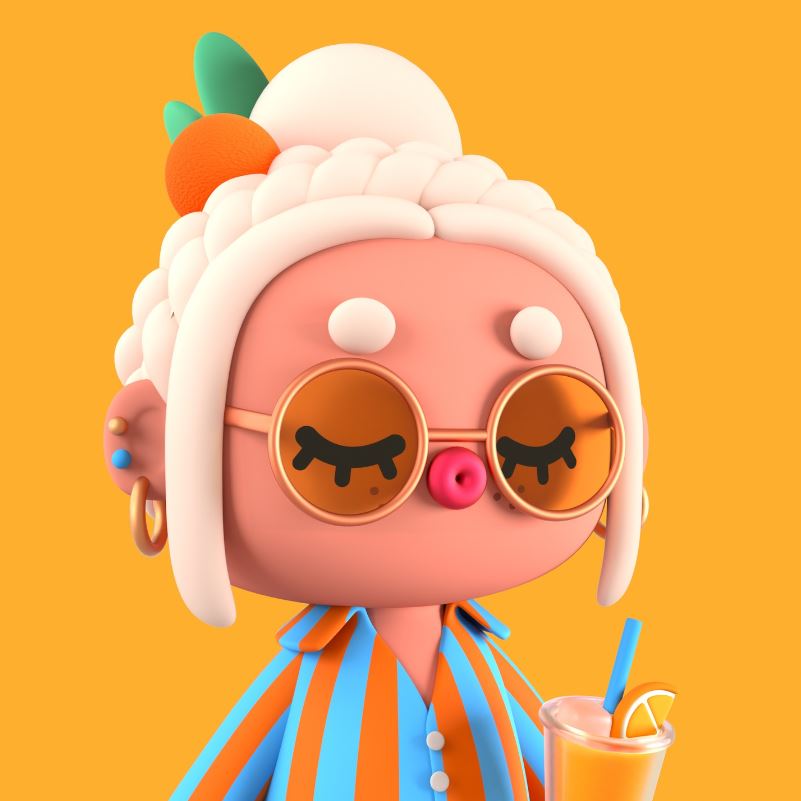 orange doll illustration with blender