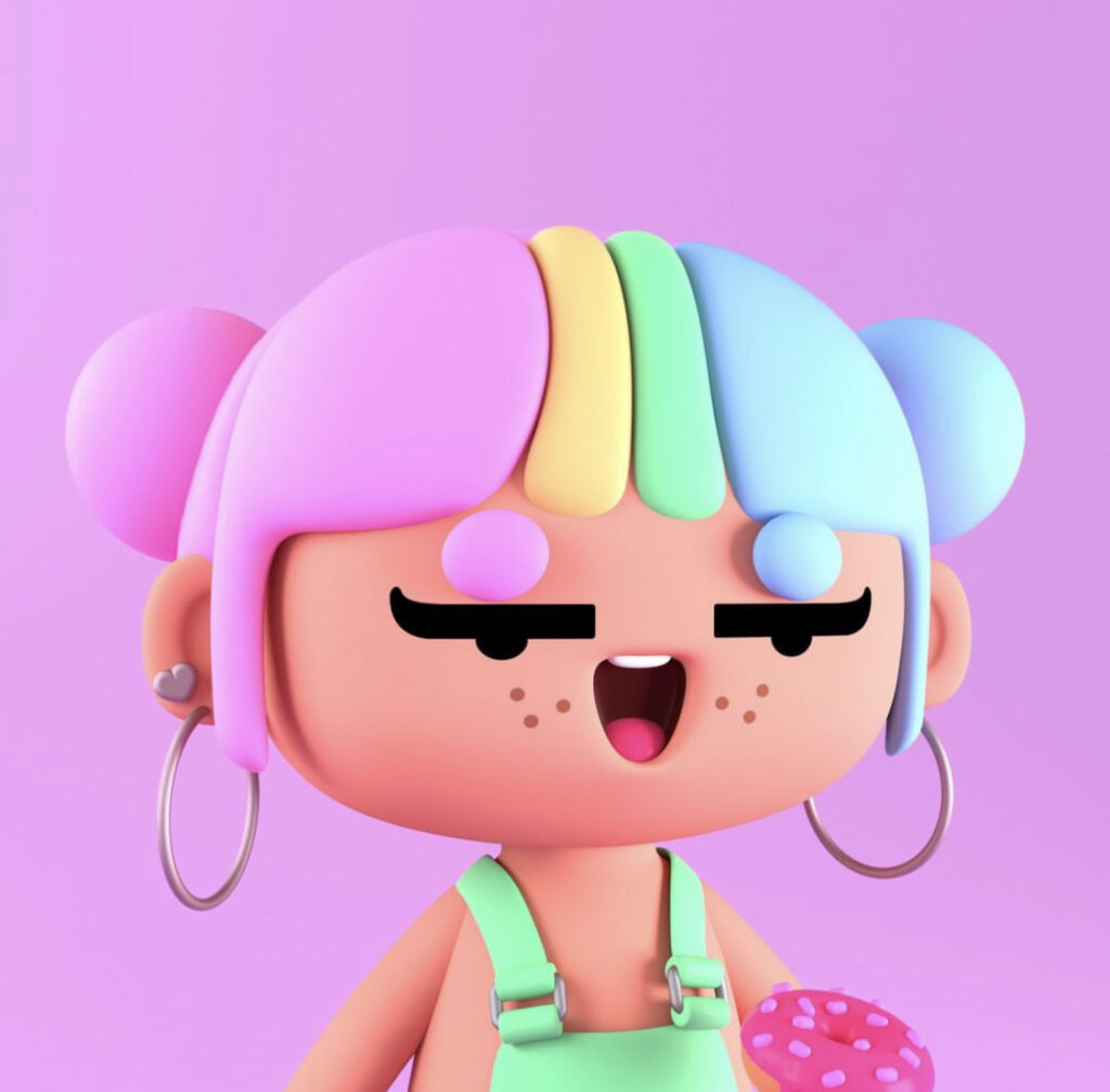 pink doll illustration with blender