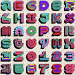 curvy colorful typography font