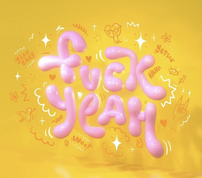 bubbly pink and yellow font for typography