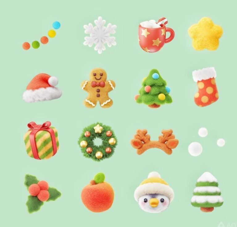 Stickers of Christmas elements